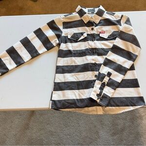 DIXXON Black and White Striped Flannel Shirt